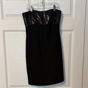 Ann Taylor Strapless Black Dress with Sequin Accent